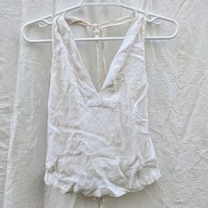 Free people embroidered ivory halter top